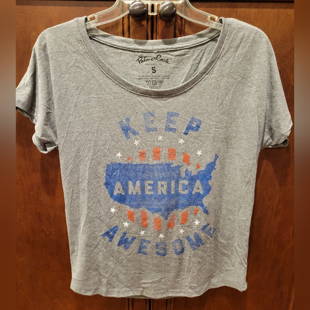 Keep America Awesome Gray Tee T-shirt Sz Small